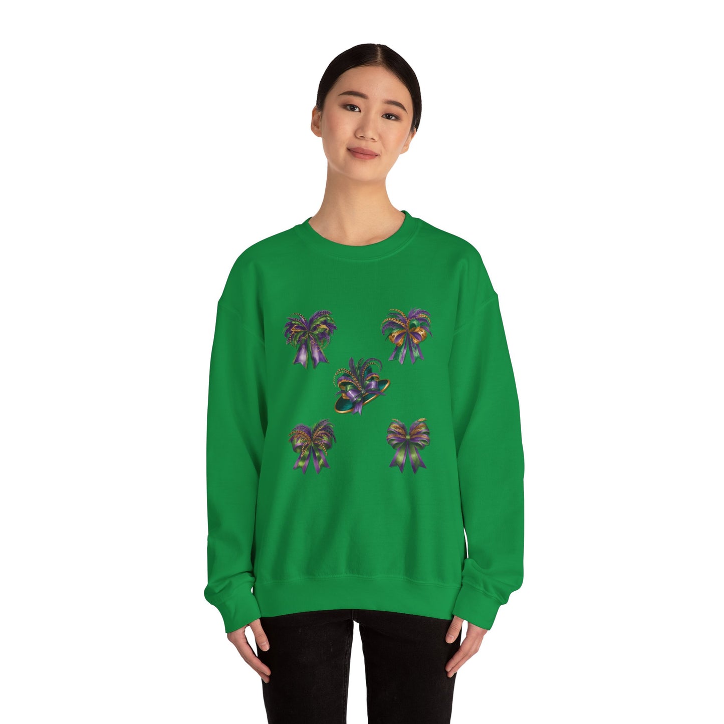 Mardi Gras Sweatshirt with Coquette Bow and Feathers - Unisex