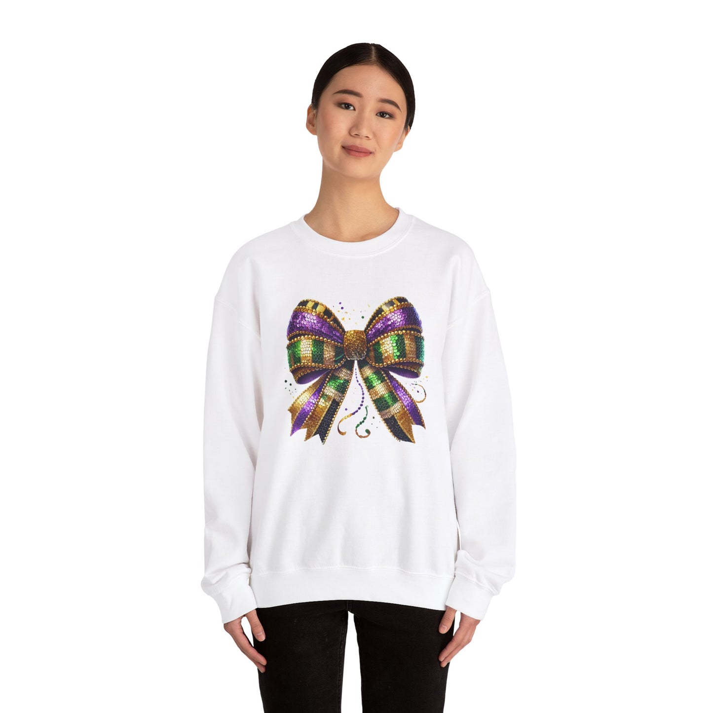 Mardi Gra Coquette Bow Design - Crewneck Sweatshirt