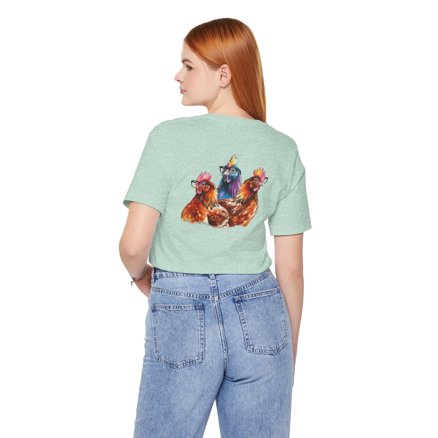 3 Colorful Chickens - Short Sleeve Tee