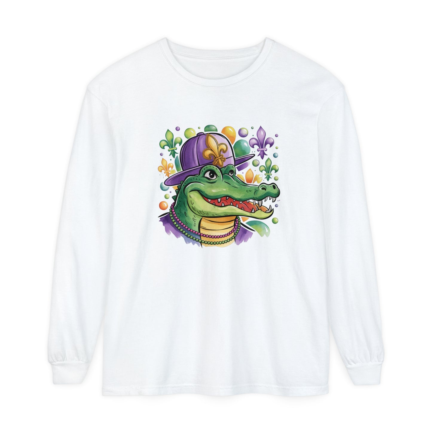 Alligator Mardi Gras Long Sleeve T-Shirt