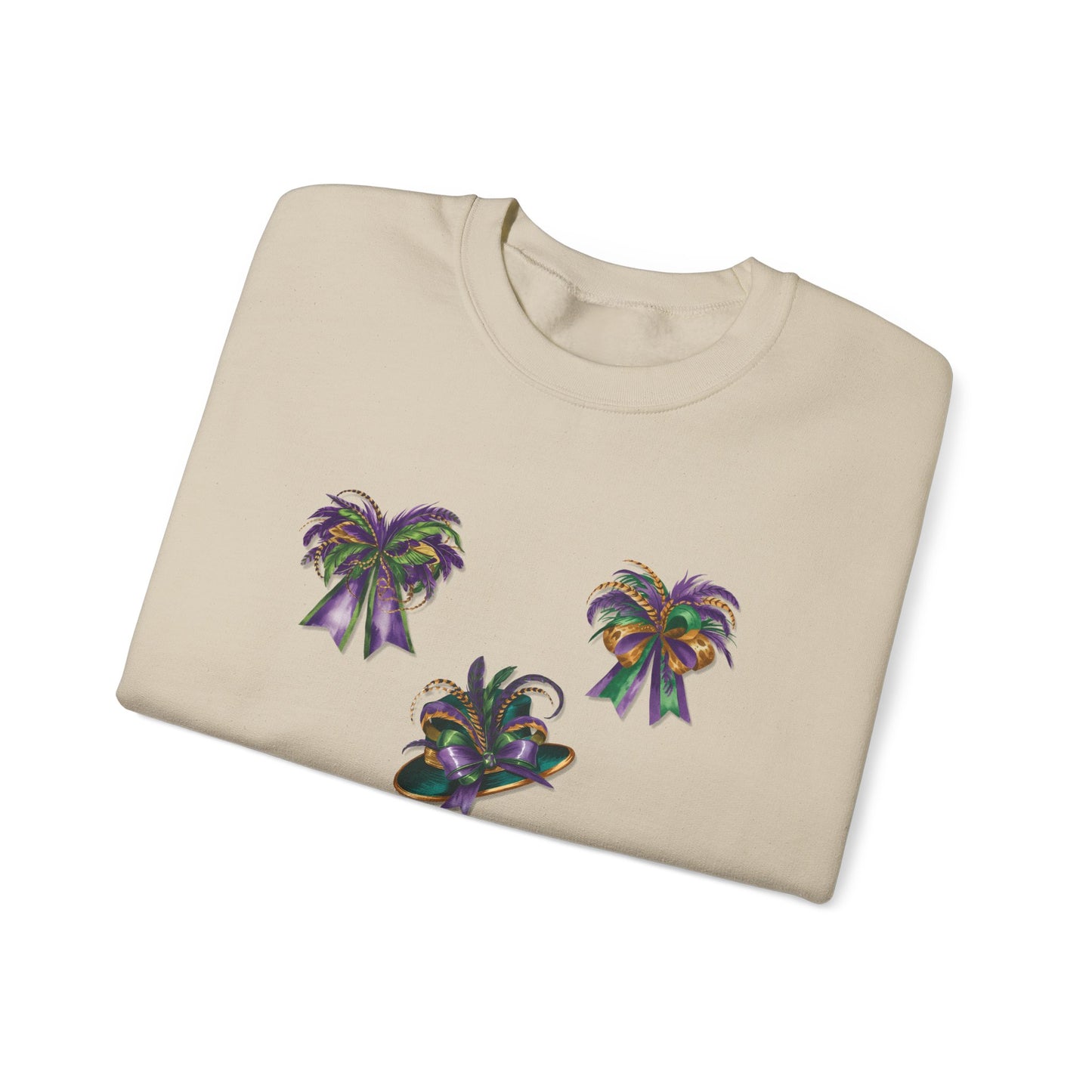 Mardi Gras Sweatshirt with Coquette Bow and Feathers - Unisex