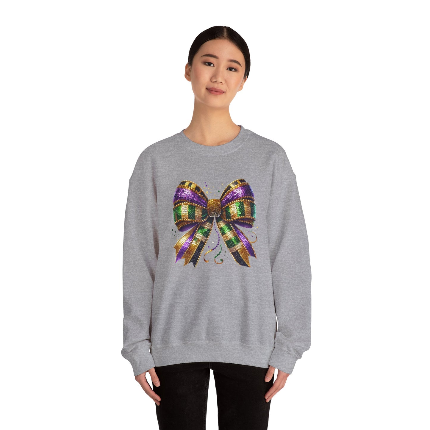 Mardi Gra Coquette Bow Design - Crewneck Sweatshirt