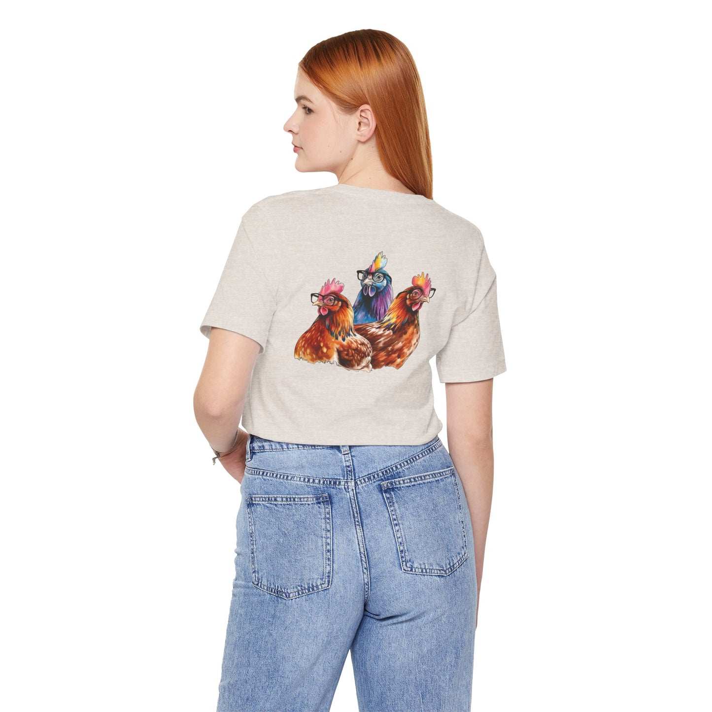 3 Colorful Chickens - Short Sleeve Tee