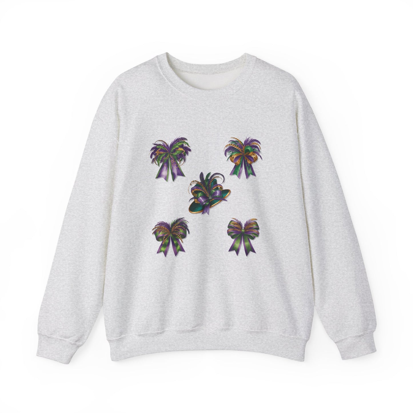 Mardi Gras Sweatshirt with Coquette Bow and Feathers - Unisex