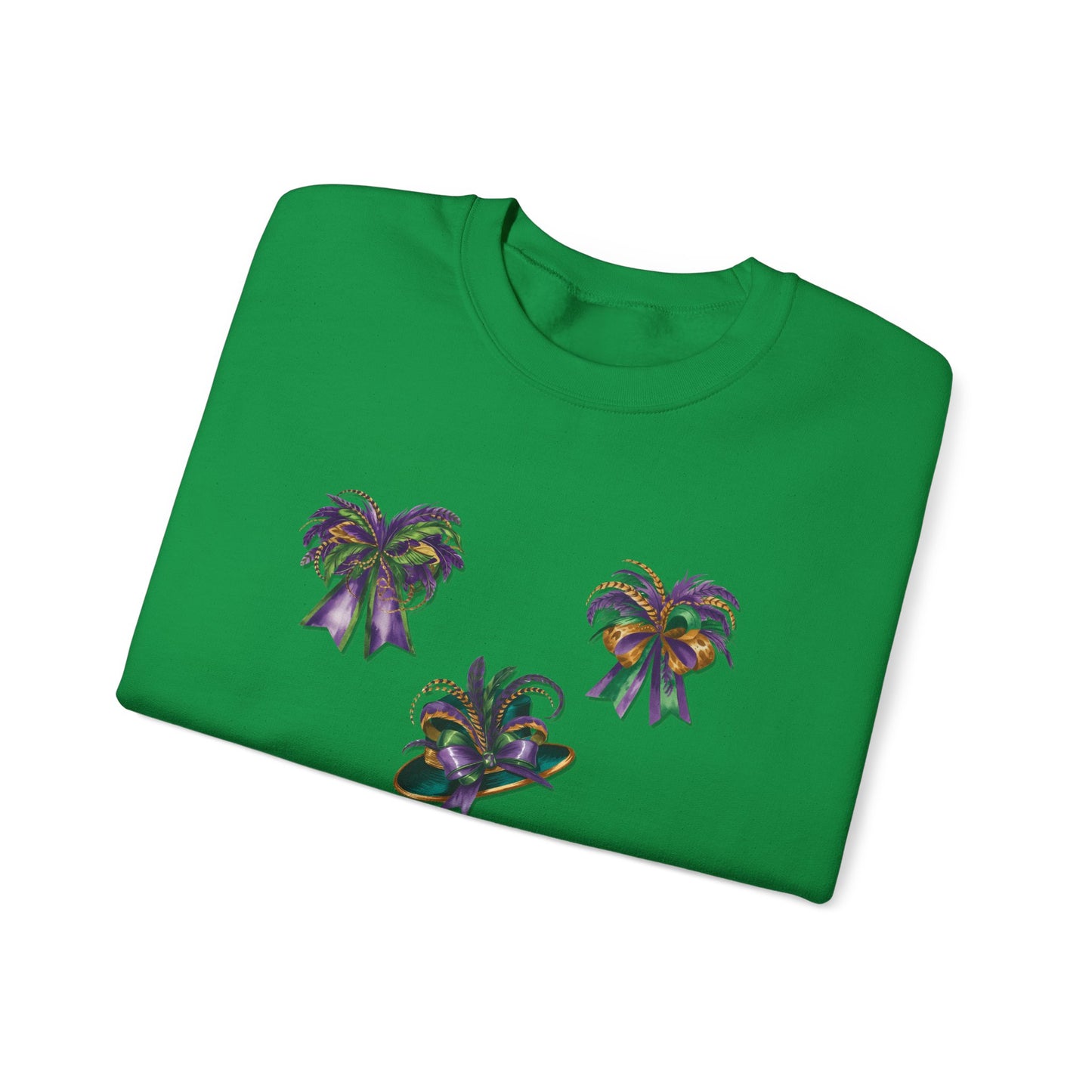 Mardi Gras Sweatshirt with Coquette Bow and Feathers - Unisex