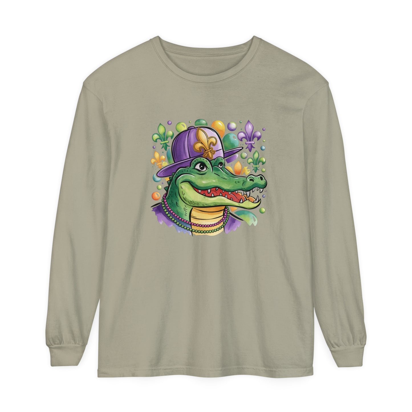 Alligator Mardi Gras Long Sleeve T-Shirt