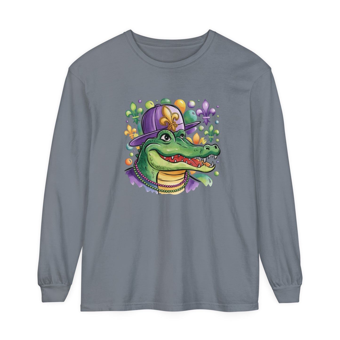 Alligator Mardi Gras Long Sleeve T-Shirt