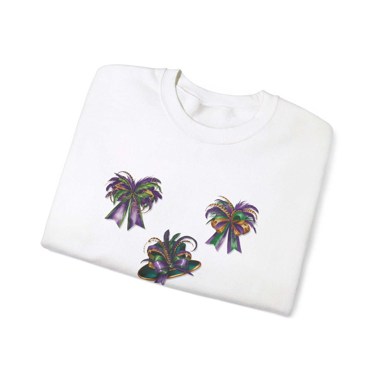 Mardi Gras Sweatshirt with Coquette Bow and Feathers - Unisex