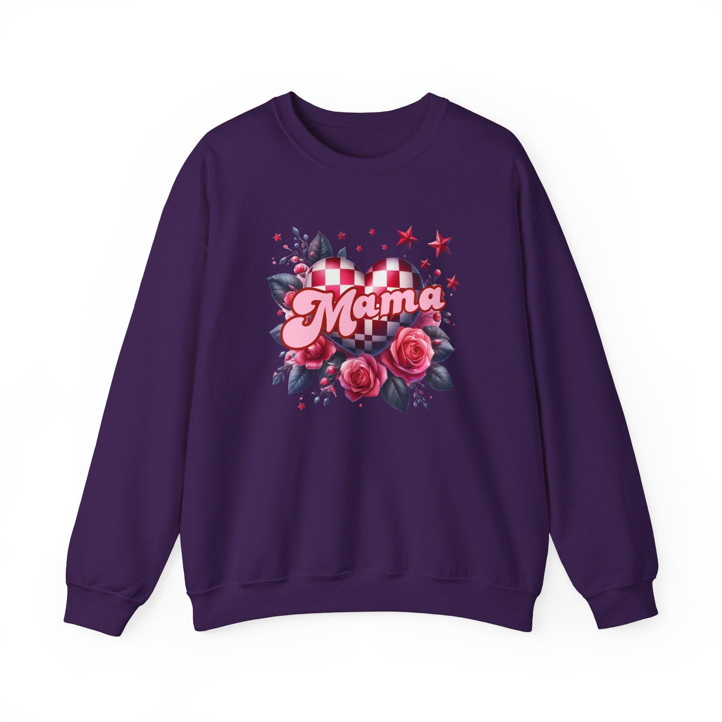 Mama with Checkered Heart - Crewneck Sweatshirt