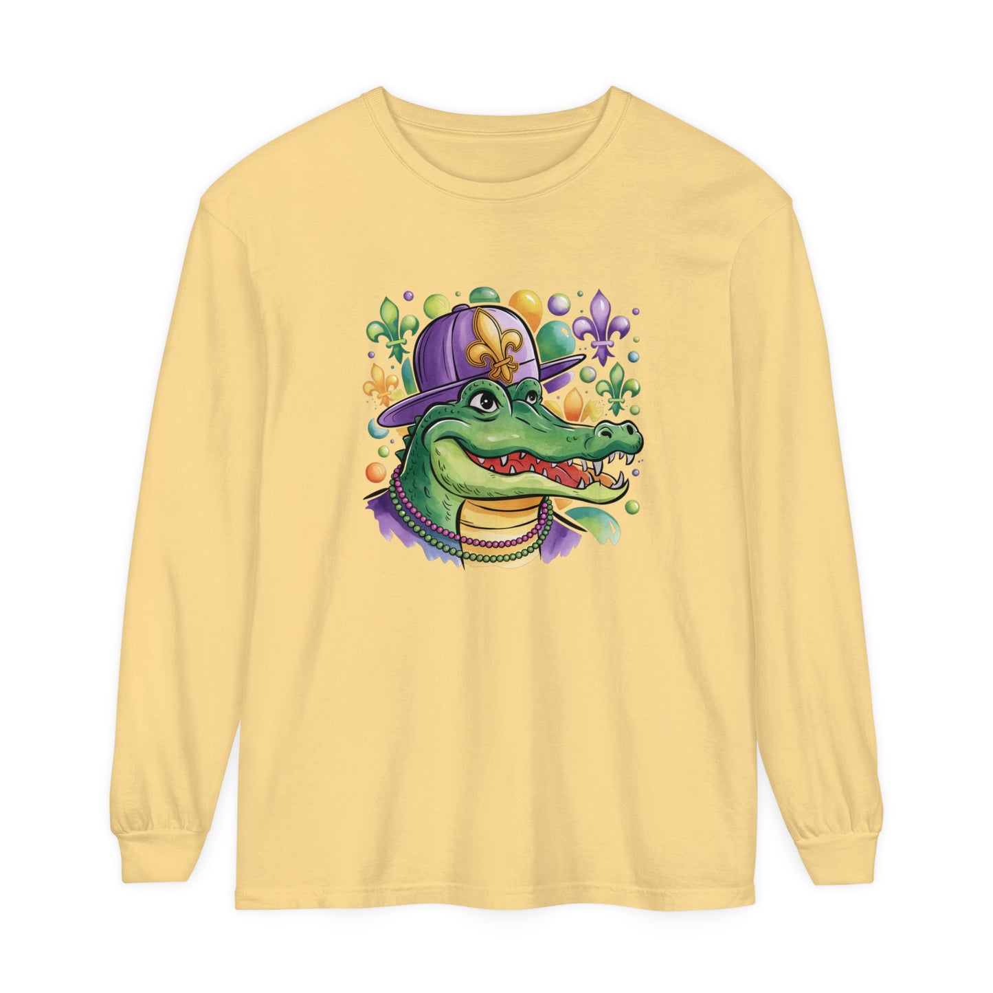 Alligator Mardi Gras Long Sleeve T-Shirt