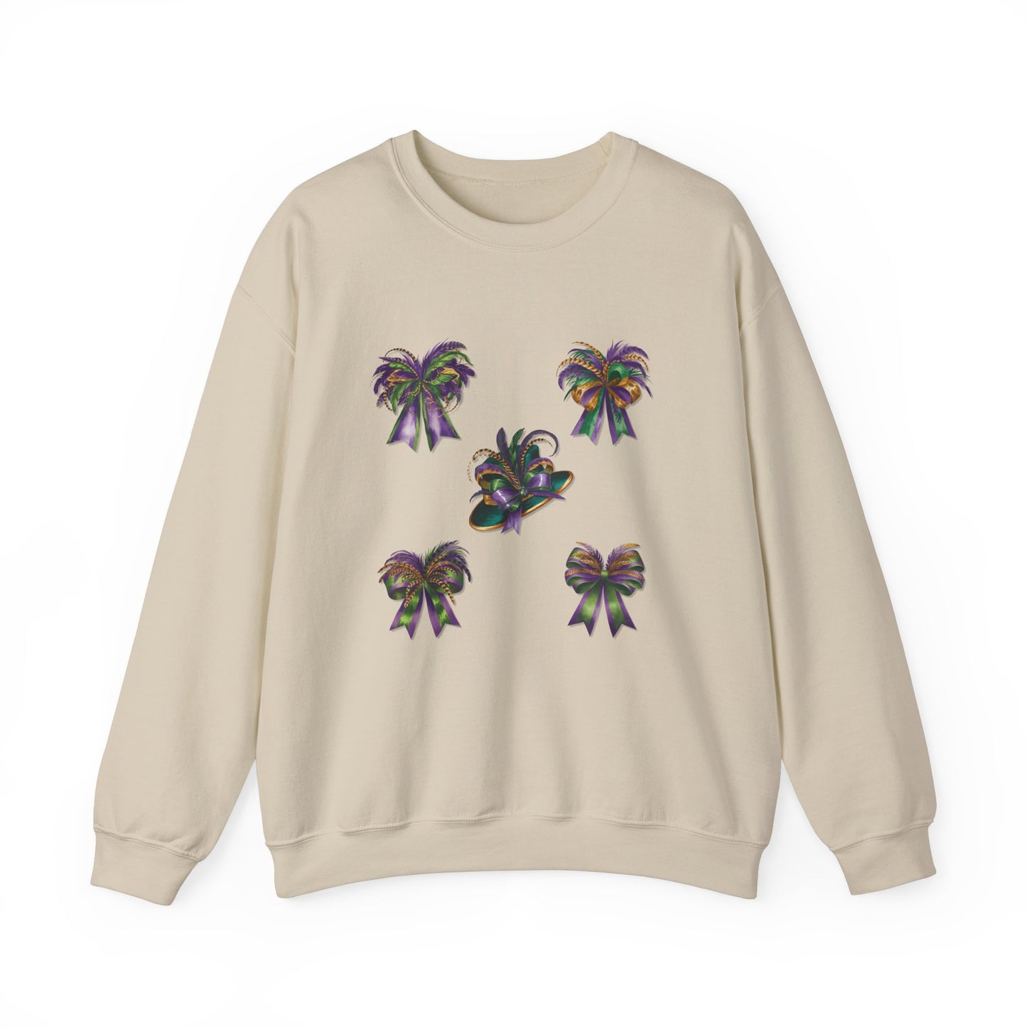 Mardi Gras Sweatshirt with Coquette Bow and Feathers - Unisex