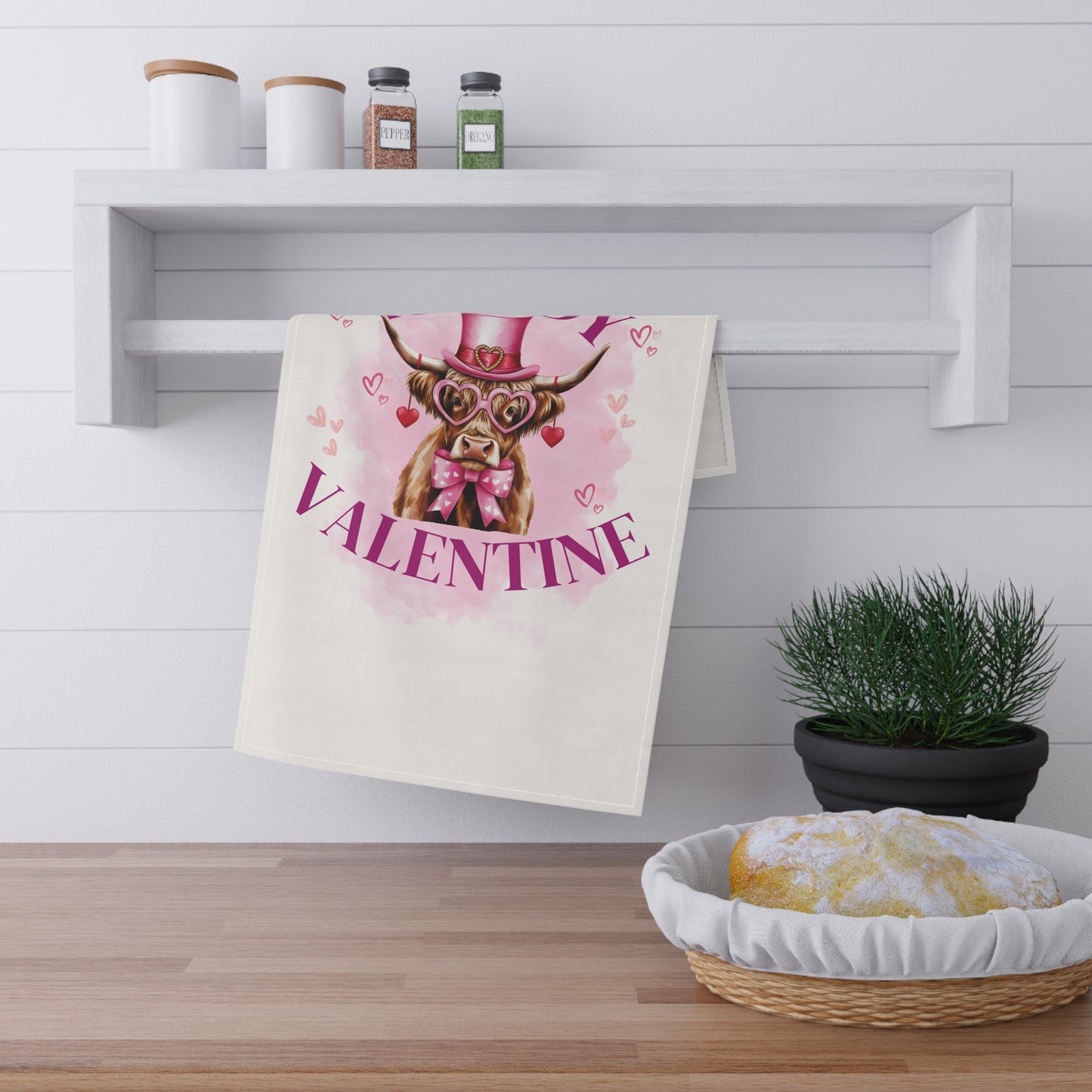 Highland Cow Valentine's Day - Tea Towels