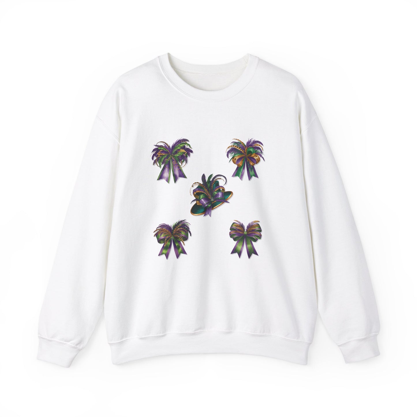 Mardi Gras Sweatshirt with Coquette Bow and Feathers - Unisex