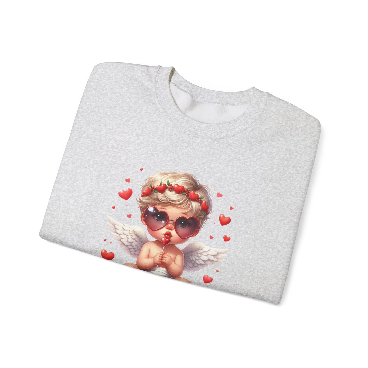 Angel Baby with Valentine's Lollipop Design - Crewneck Sweatshirt