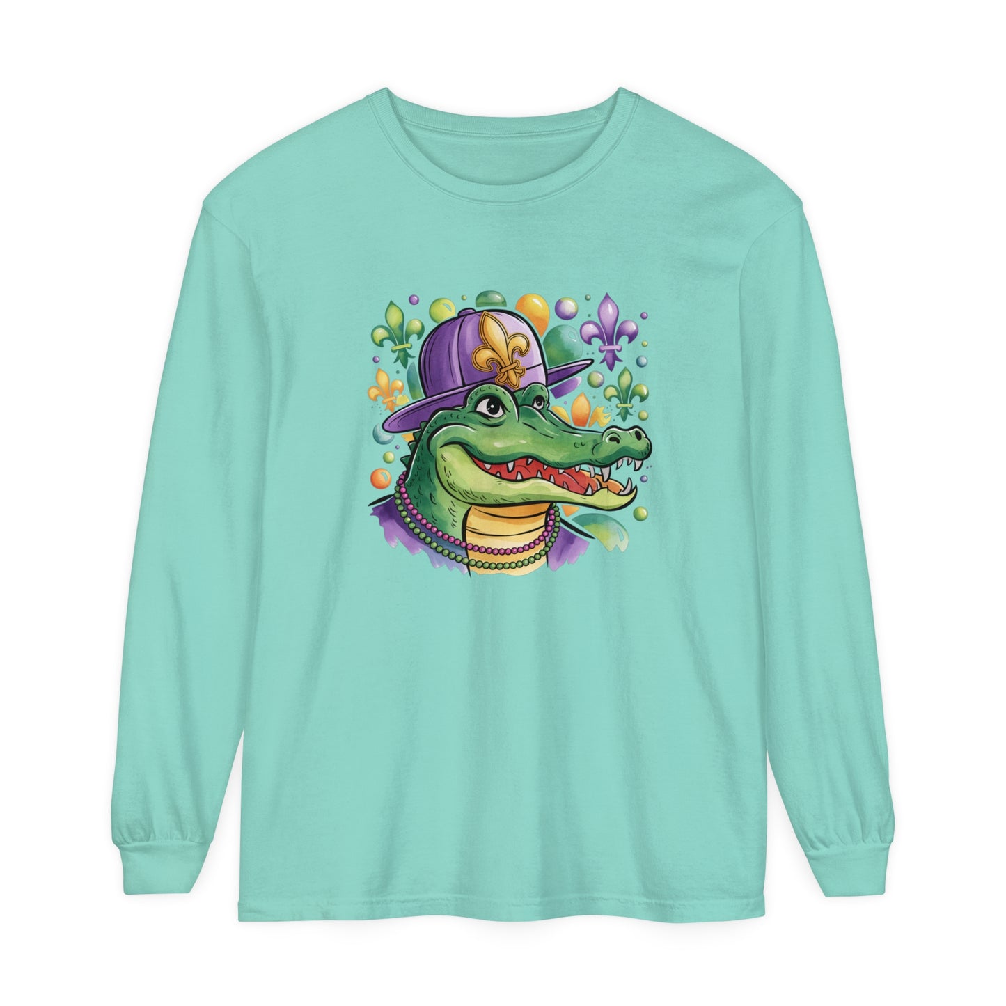 Alligator Mardi Gras Long Sleeve T-Shirt