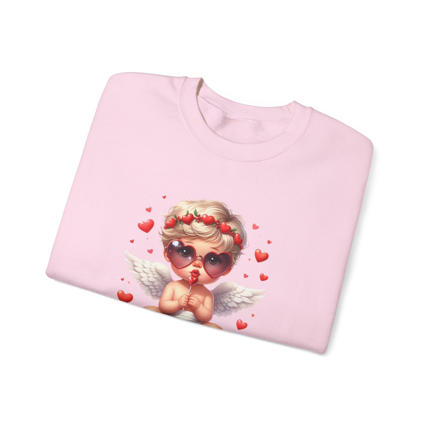 Angel Baby with Valentine's Lollipop Design - Crewneck Sweatshirt