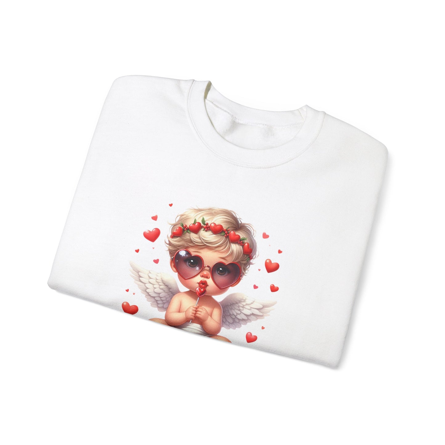 Angel Baby with Valentine's Lollipop Design - Crewneck Sweatshirt