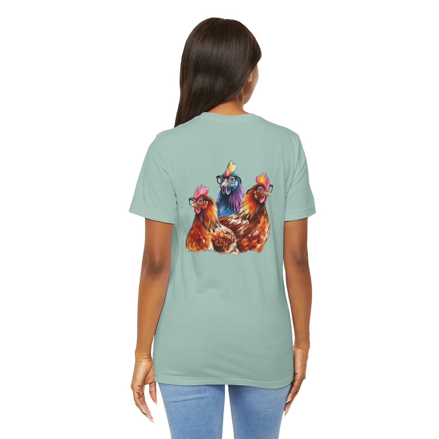 3 Colorful Chickens - Short Sleeve Tee