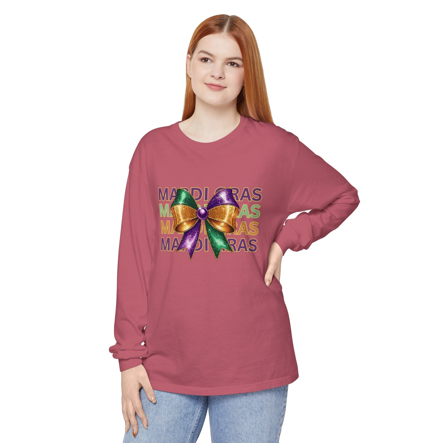 Mardi Gras Croquette Bow - Long Sleeve T-Shirt