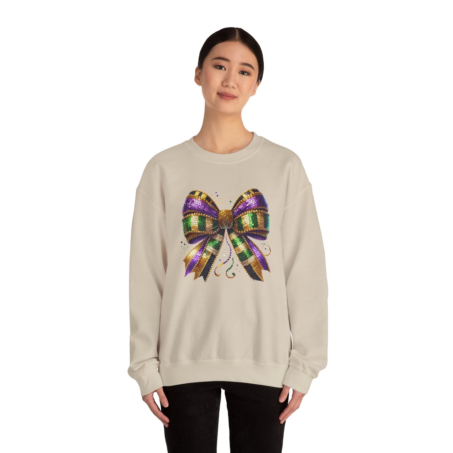 Mardi Gra Coquette Bow Design - Crewneck Sweatshirt