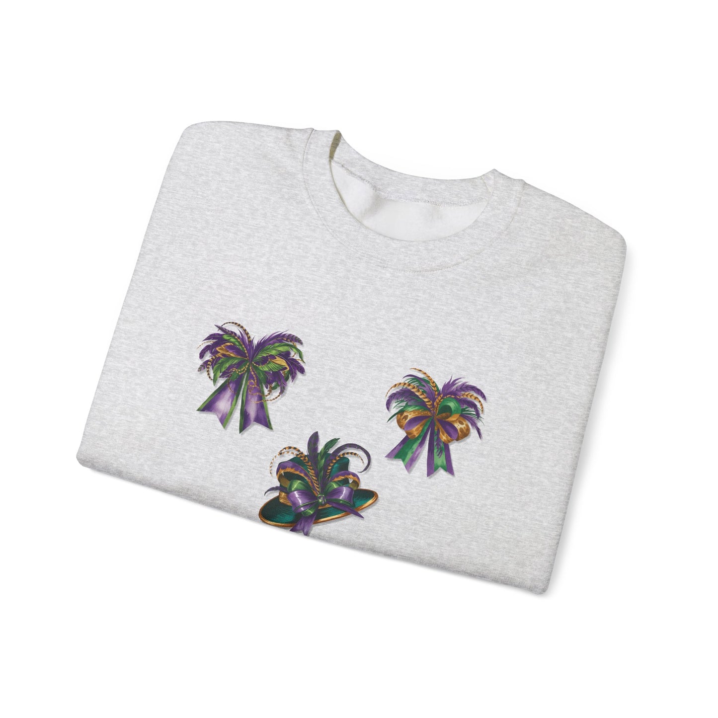 Mardi Gras Sweatshirt with Coquette Bow and Feathers - Unisex