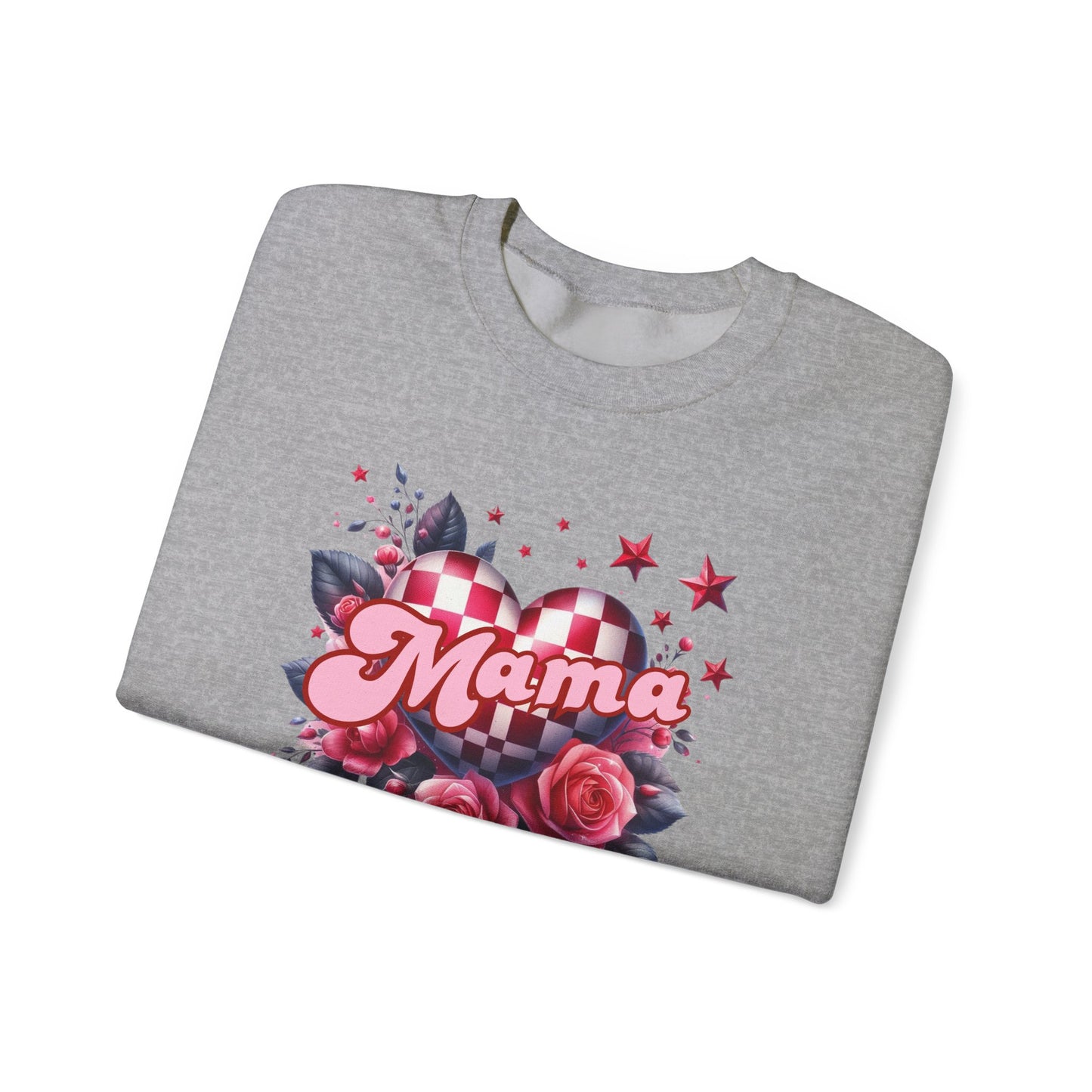 Mama with Checkered Heart - Crewneck Sweatshirt