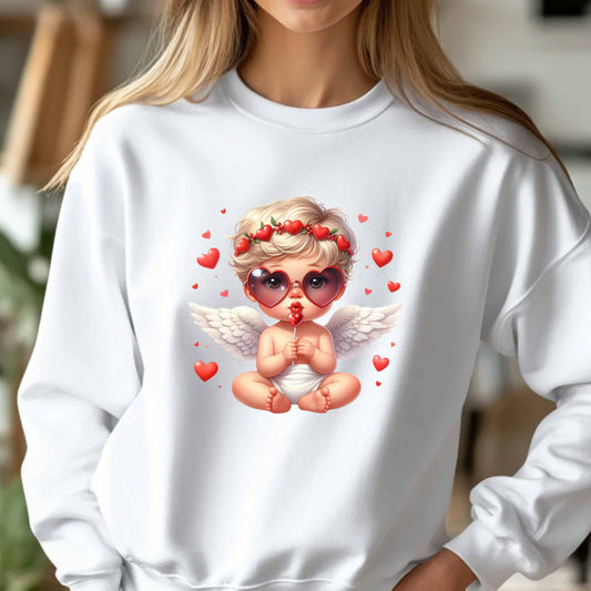 Angel Baby with Valentine's Lollipop Design - Crewneck Sweatshirt