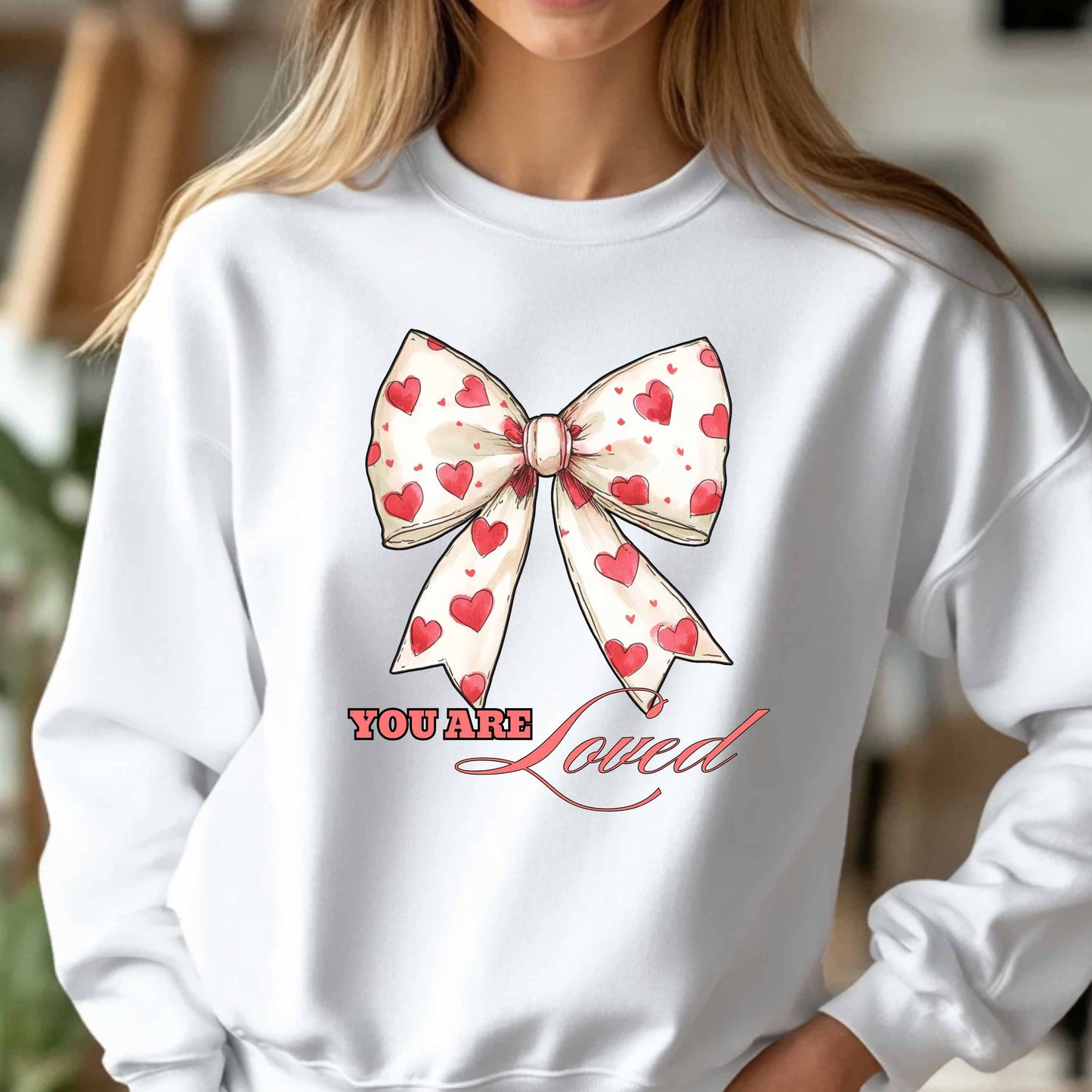 Gold Bow & Red Hearts - Crew neck Sweatshirt