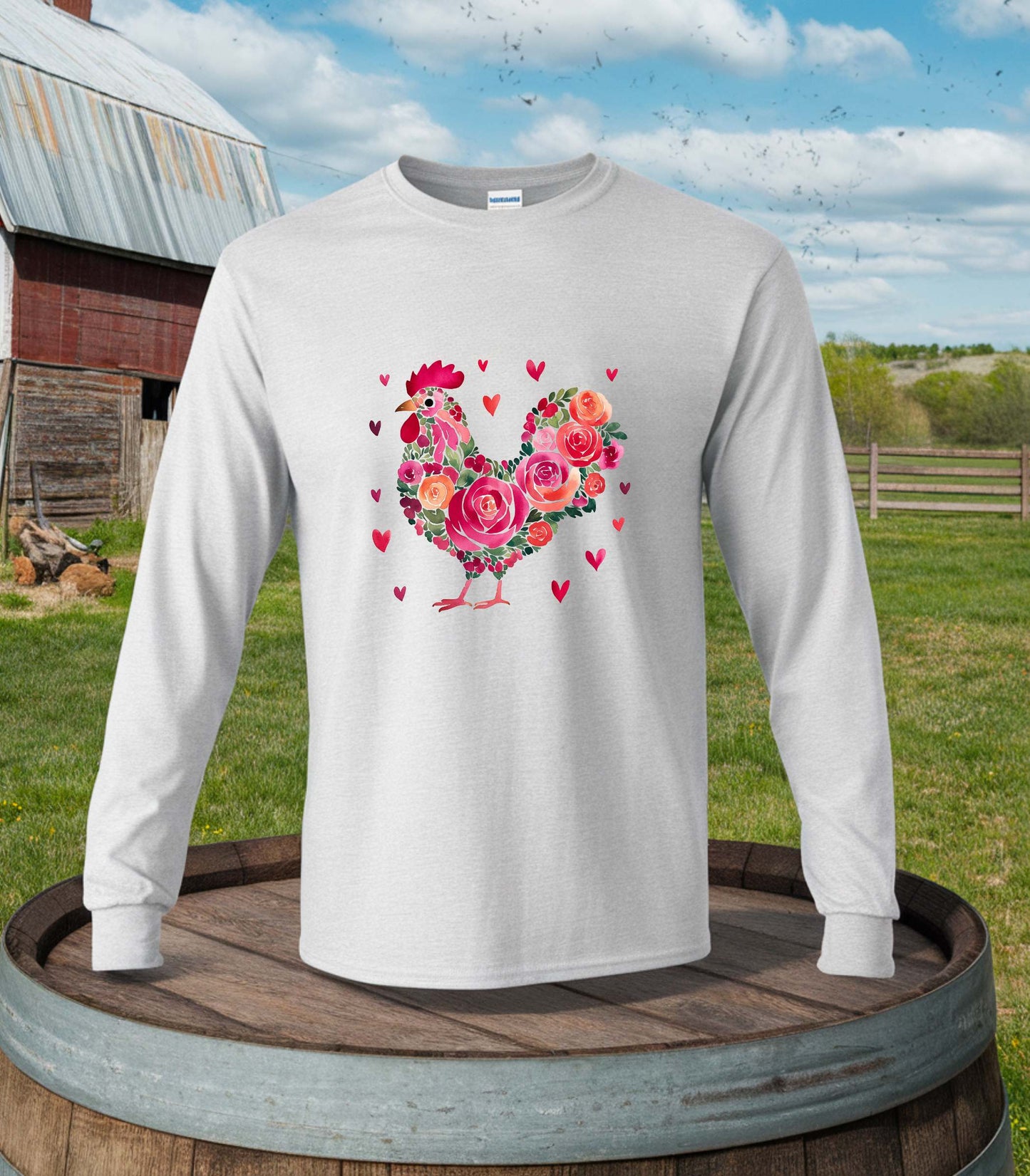 Roses & Hens - Long Sleeve T-Shirt