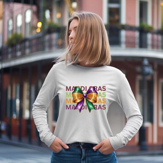 Mardi Gras Croquette Bow - Long Sleeve T-Shirt