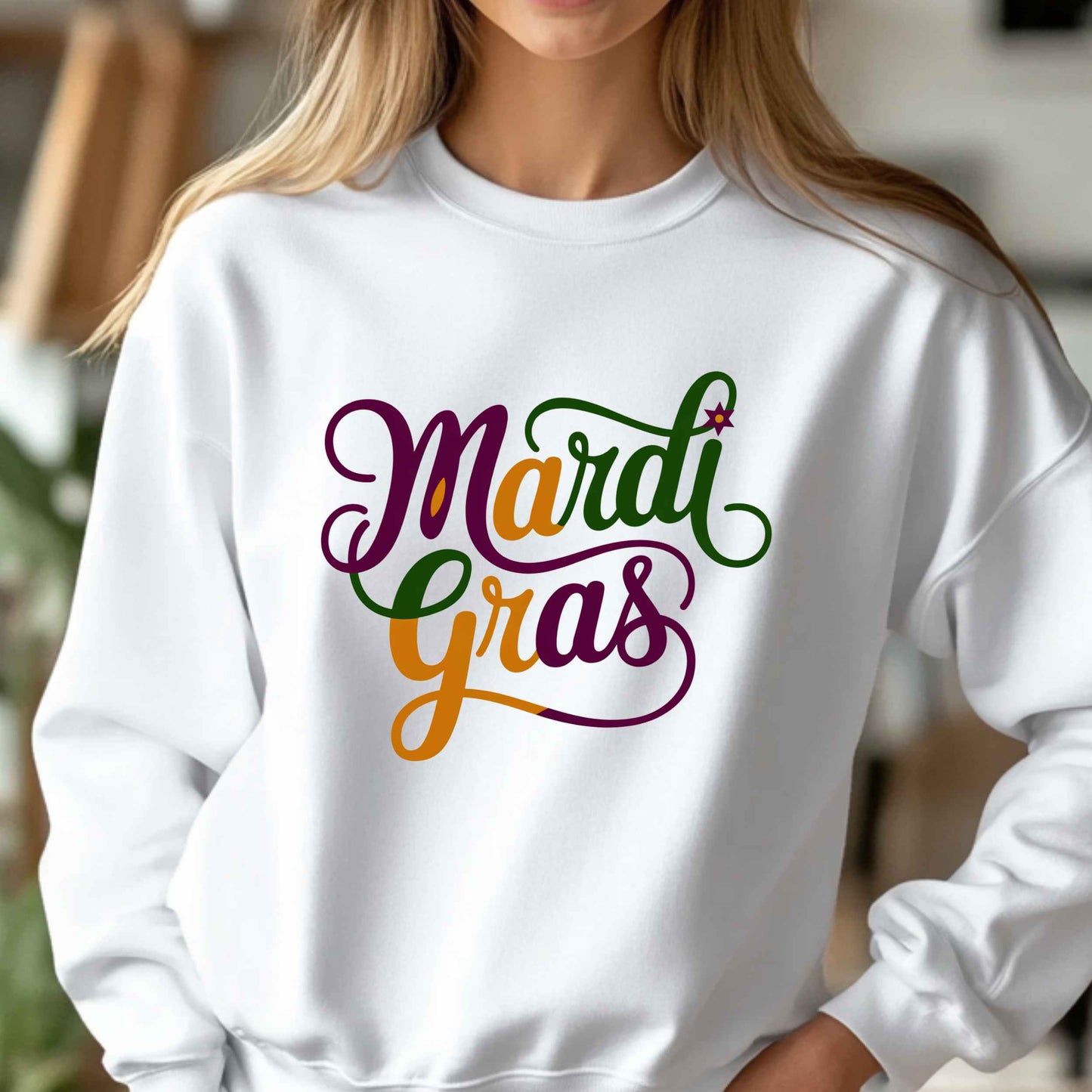 Mardi Gras Cursive Writing Sweatshirt