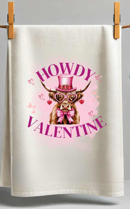 Highland Cow Valentine's Day - Tea Towels