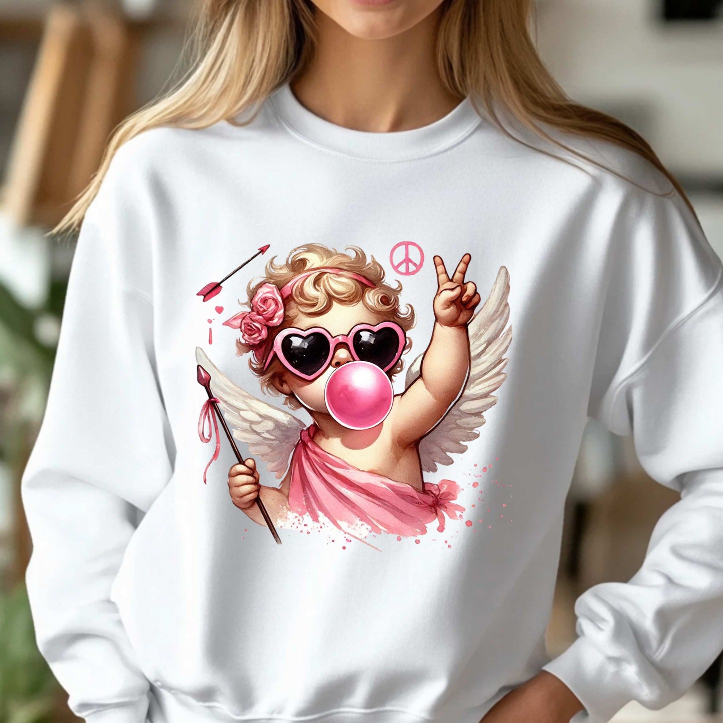 Baby Girl Angel Cherub Design - Crewneck Sweatshirt