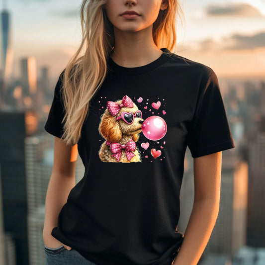 Puppy Blowing Bubble Tee